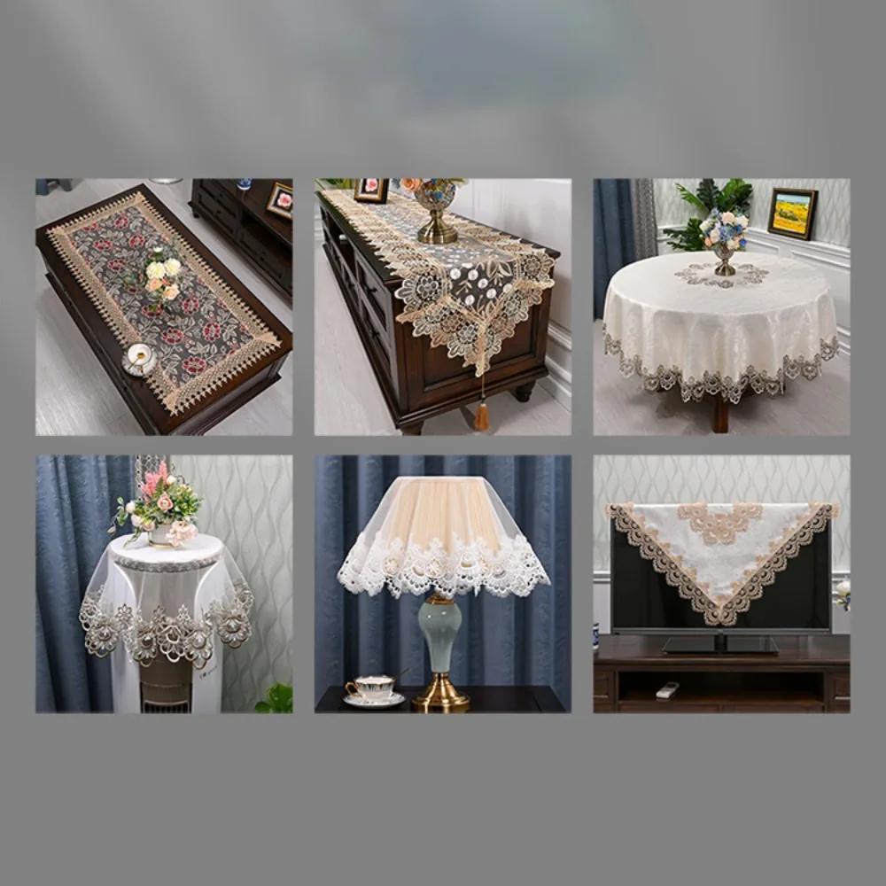 Retro Dacron Tea Cover Oval Shape European Dining Runner Embroidered Cabinet Covers Home