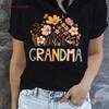 Unisexs Floral Grandma Letter Print T Shirt Casual Crew Neck Top Vintage Graphic Stylish Soft Versatile Unisex