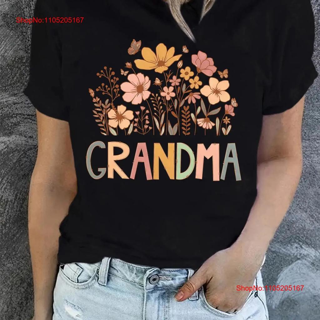 Unisexs Floral Grandma Letter Print T Shirt Casual Crew Neck Top Vintage Graphic Stylish Soft Versatile Unisex