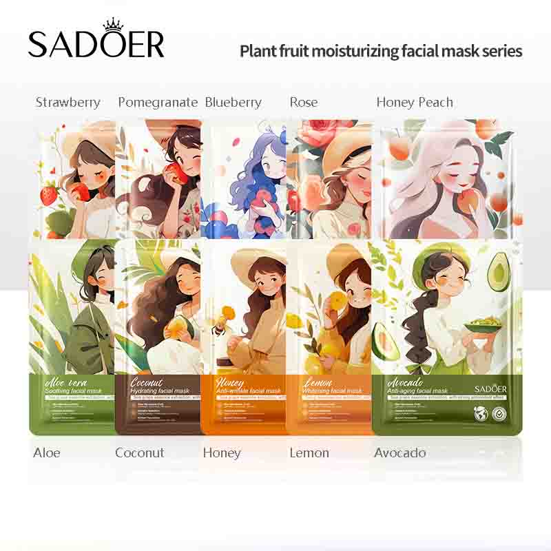 10 Stück SADOER Früchte Gesichtsmasken für das Gesicht Feuchtigkeitsspendend Aufhellend Straffend Hydrierend Gesichtsmaske Schönheit Gesicht Hautpflege Produkte