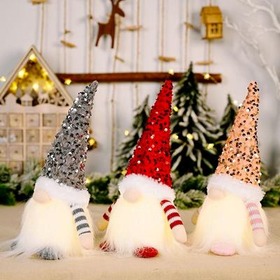 Decorazione natalizia nana luminosa creativa di Babbo Natale con cappello regalo simpatico cartone animato bambola di peluche regalo di Capodanno