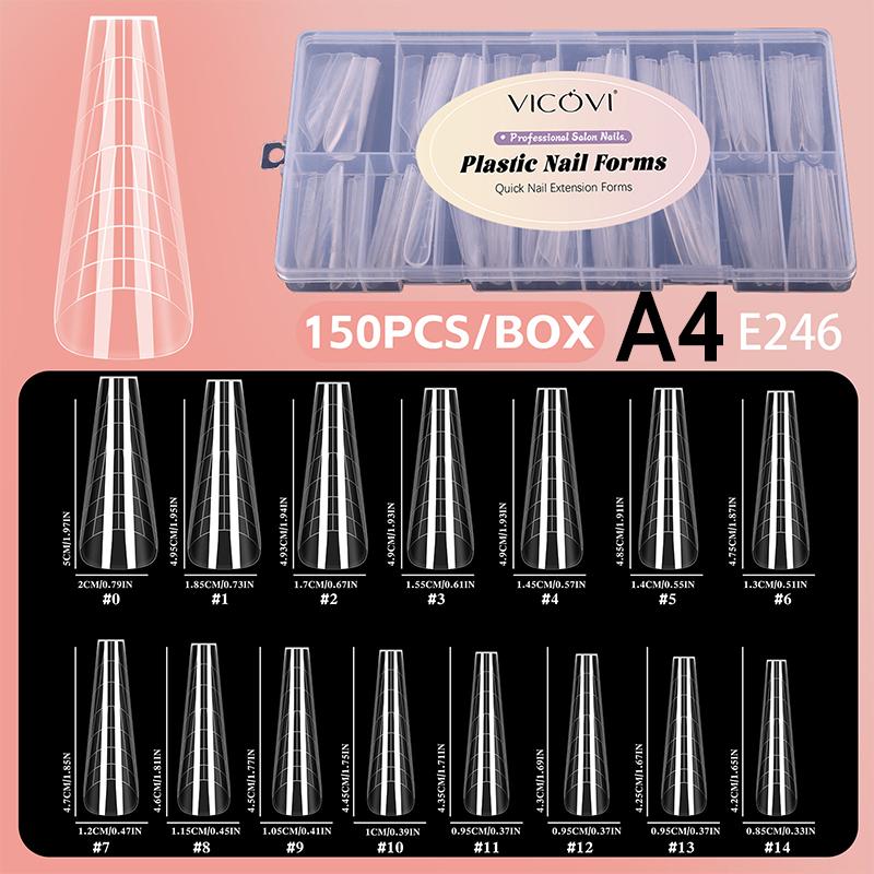 150 Buc/Cutie Forme Duale Unghii Pătrat Coffin Migdală Șablon Extensie Unghii Șabloane pentru Construcție Rapidă Gel UV Instrument Manichiură