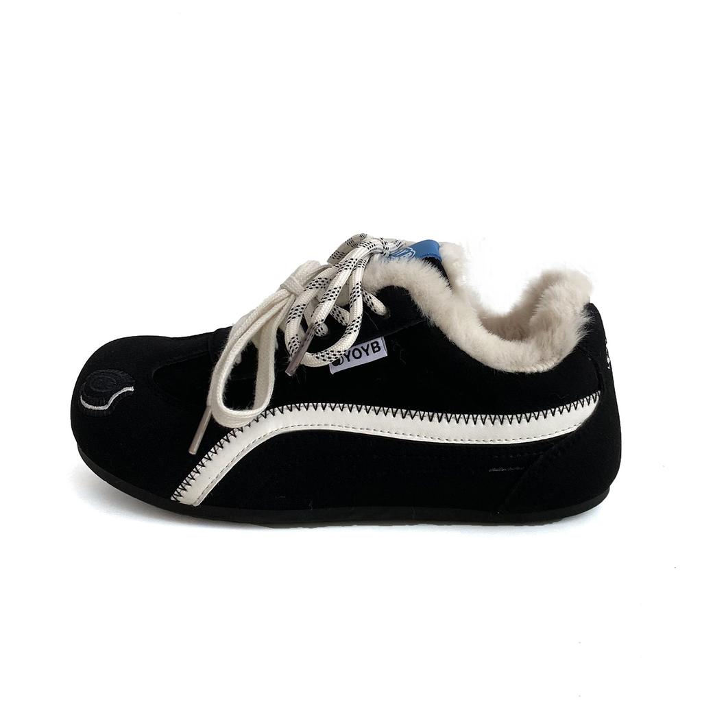 Women's Board Shoes 2026 Winter New Plush Comfortable Warm Cotton Shoes Outdoor Non Slip Lightweight Cross Tied Casual Sneakers