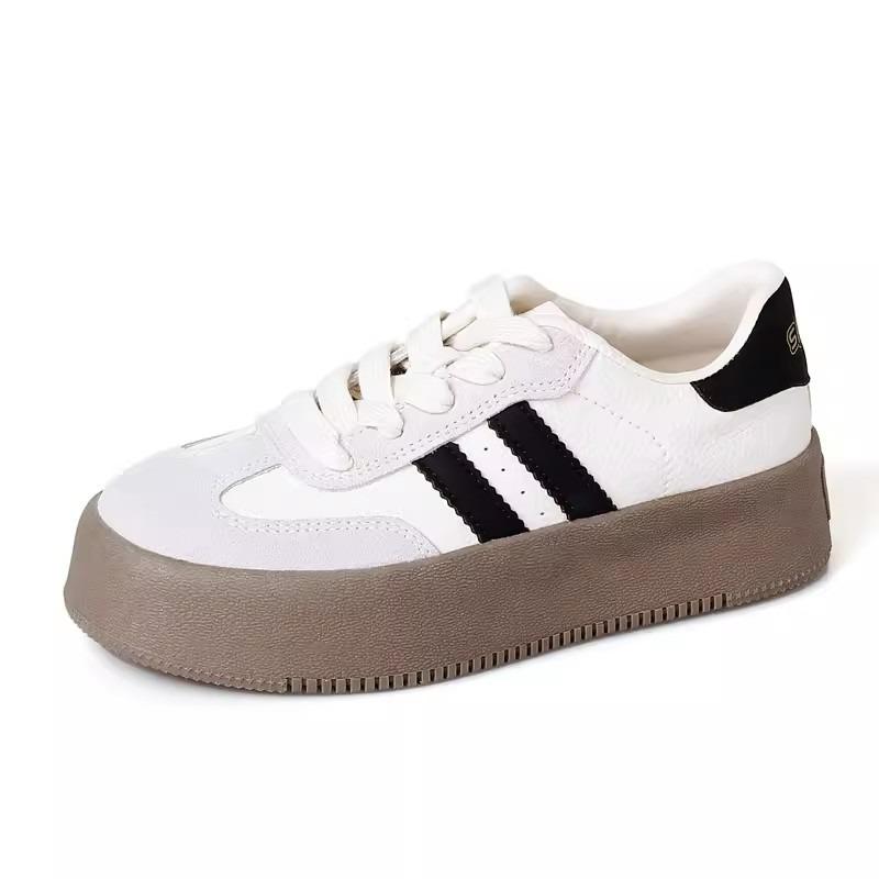 Fashion 2024 New Women Casual Walking Shoes Summer Flat Lace Up Leather High Quality Sneakers Fashion Flat-Bottomed Female Gump Sneakers