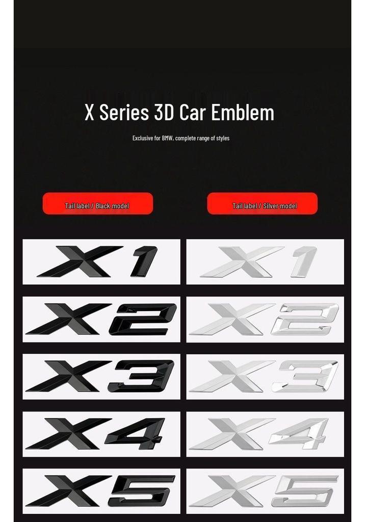 BMW X1-X7 Modified Car 3D Rear Emblem Sticker Letters