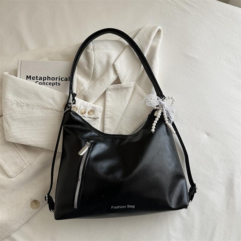 Сумка-тоут под мышку - Идеально подходит для поездок на работу, Простой и стильный рюкзак с двумя лямками чёрный