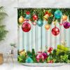 Christmas Shower Curtain Sets Vintage Red Truck Xmas Ball Pine Tree Snowman Winter New Year Gift Bathroom Decor Bath Curtains