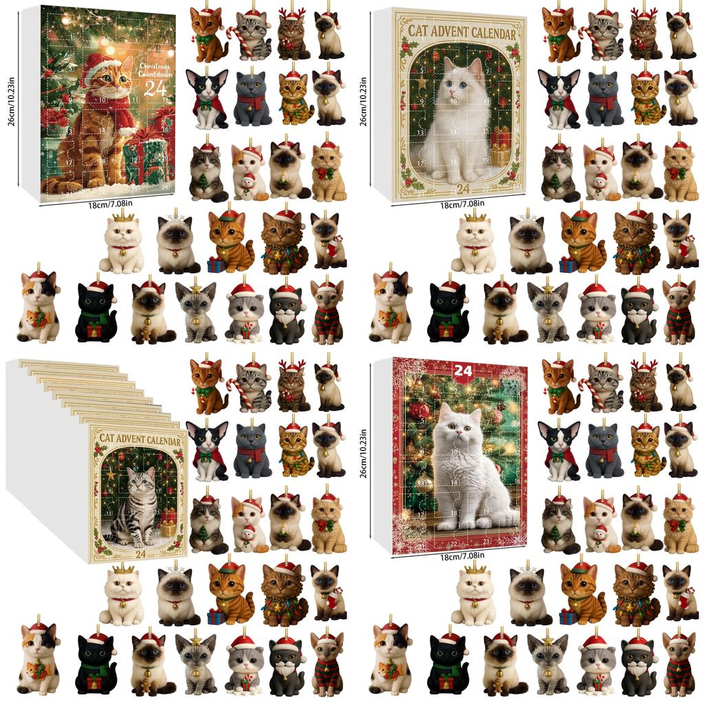 Christmas Cat Acrylic Advent Calendar With 24 Decor Slots For Holiday Celebrations