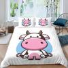 Cute Cows Duvet Cover Set Kawaii Farm Animal Bedding Set Microfiber Floral Comforter Cover Twin King For Kids Boys Girls Decor