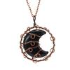 Handmade Winding Natural Crystal Agate Moon Pendant Necklace Couple Jewelry N589