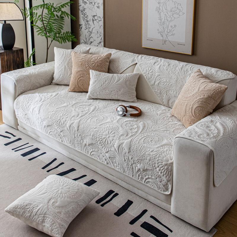 Nordic Crystal Velvet Quilting Sofa Cushion Universal In All Seasons, Autumn And Winter Plush Sofa Cover, Backrest Towel, Seat Cushion
