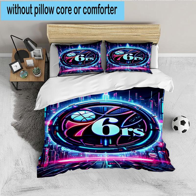 76ers Basketball Team Bedding Set 3pcs, High Quality Bedding Set Including 1pc Duvet Cover And 2pcs Pillowcases for Bedroom, Dormitory Gift