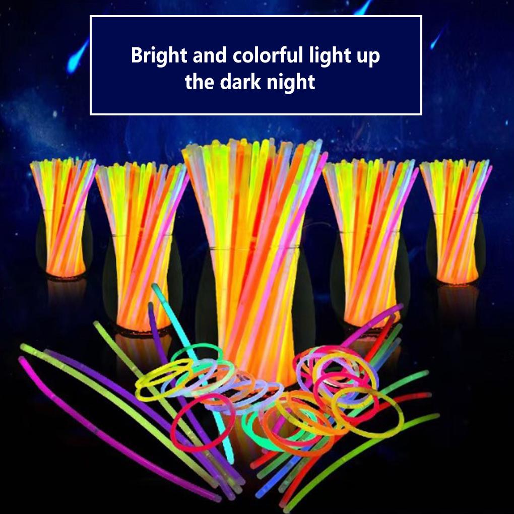 100 Pieces Glow Stick Luminous Portable 5 Colors Single-use Outdoor Party Glowstick Decoration Accessories with Connectors