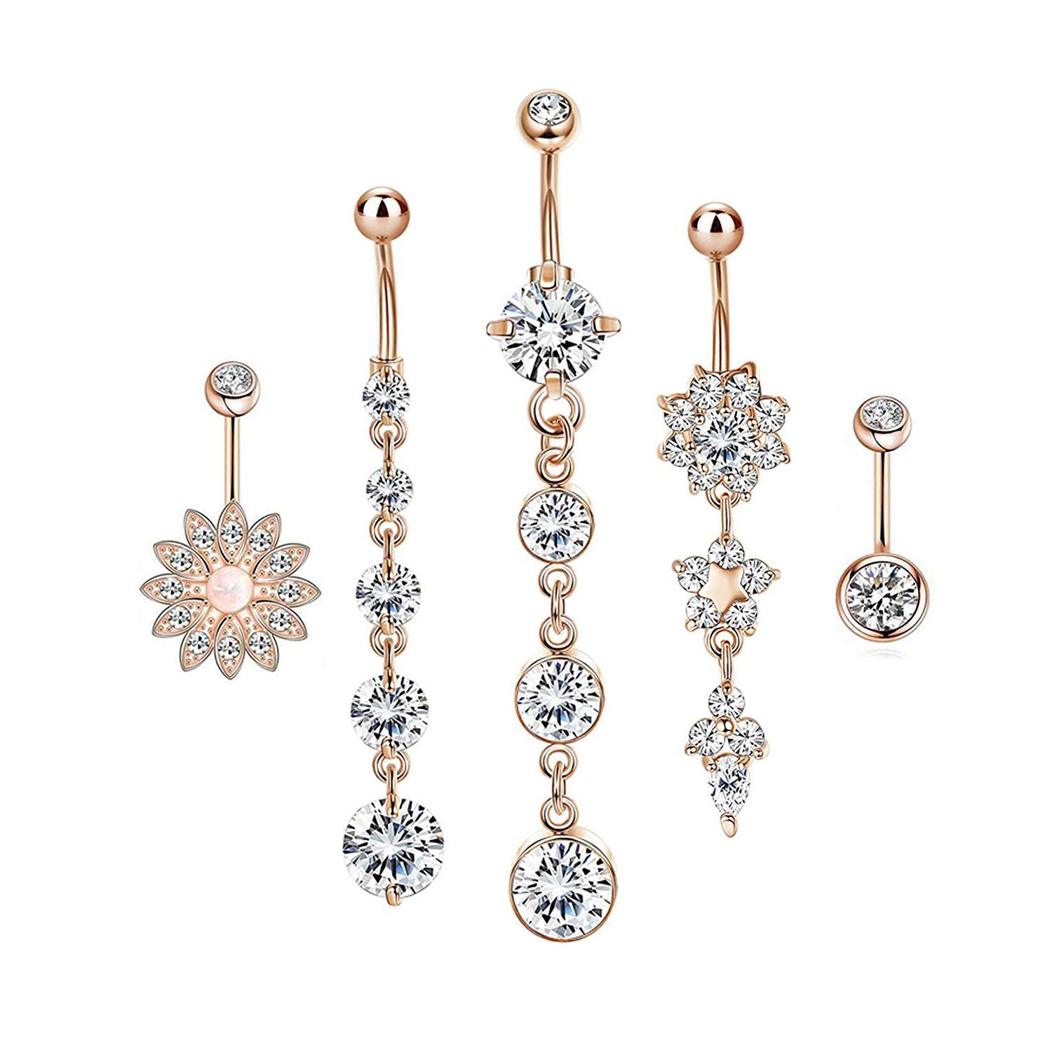 

Новый набор из 5 предметов для проколов, изысканные ногти для пупка, комбинированный набор для пупка из вермикулита