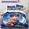 3PC Custom Name "Royal Fox Adventure Night" Bedding Set Duvet Cover Closure Includes 1 Duvet Cover & 2 Pillowcases for Bedroom