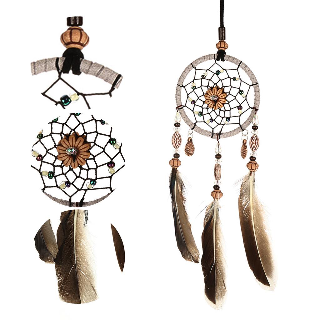 1 PCS Creative Handmade Dream Catcher with Feather Shells Car Pendant Hanging Decoration