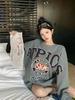Trendy Retro Print Oversize Round Neck Winter Hoodie for Women