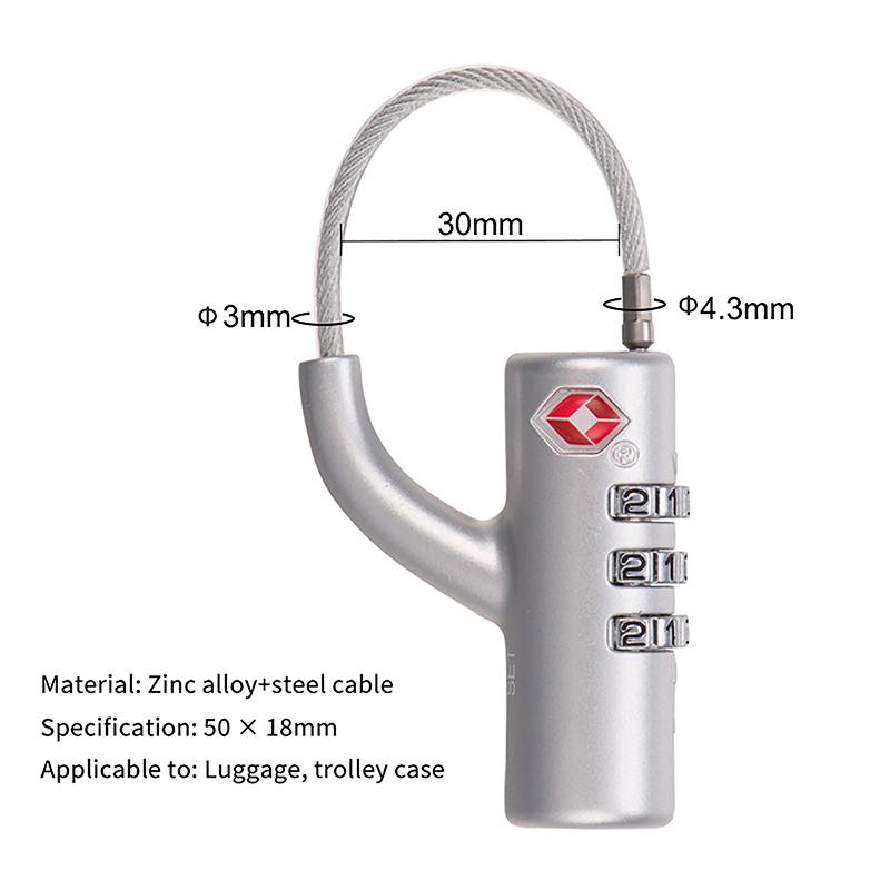 Portable Security Tsa Customs Lock Overseas Customs Clearance Trolley Luggage Suitcase Backpack Password Padlock Steel Cable