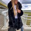 Womens Ladies Warm Plus Size Solid Color Plush Long Sleeve Lapel Imitation Coat