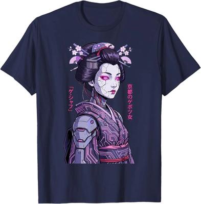 Cyber Geisha Futuristisches Japanisches Manga Kunst T-Shirt