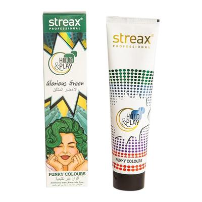 Professioneller Halt & Play Glorious Green Semi-Permanente Haarfarbe, Lebendige Ammoniakfreie Farbe, 100g Packung für Trendige Salon-Style Looks
