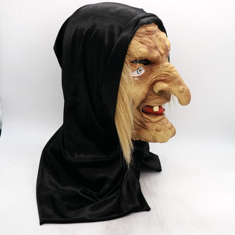 Scary Old Woman Mask Halloween cosplay Funny witch headgear for haunted house scene costume props