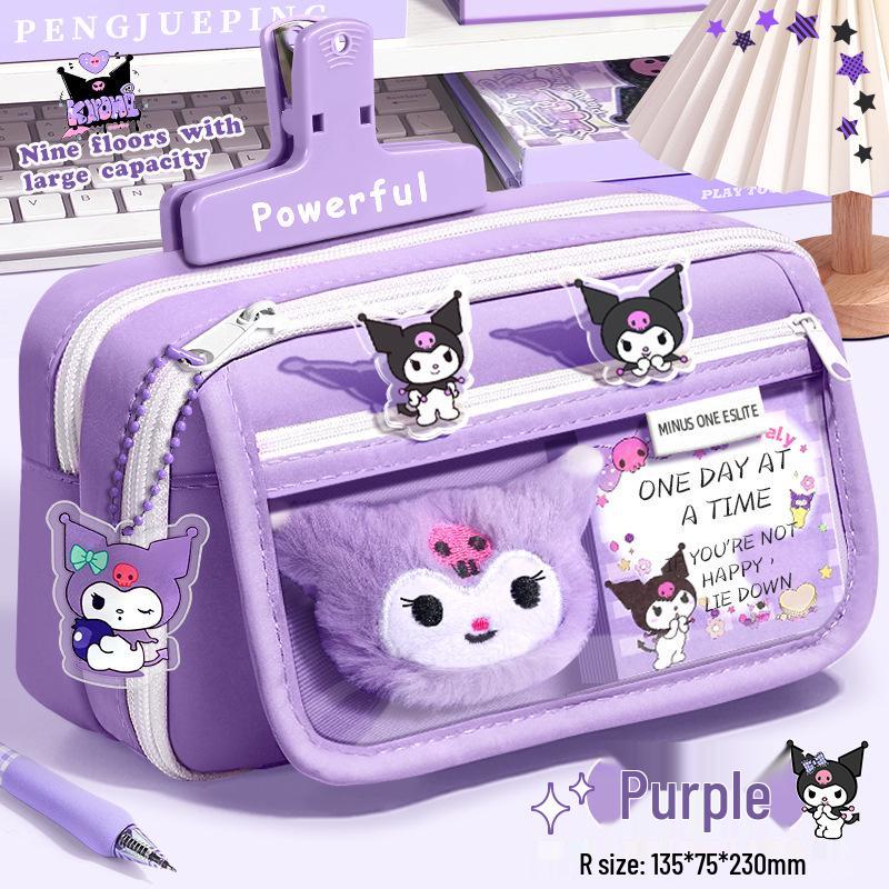 Kuromi Large Capacity Pencil Case for Girls - New Style Creative Stationery Box for Elementary Students