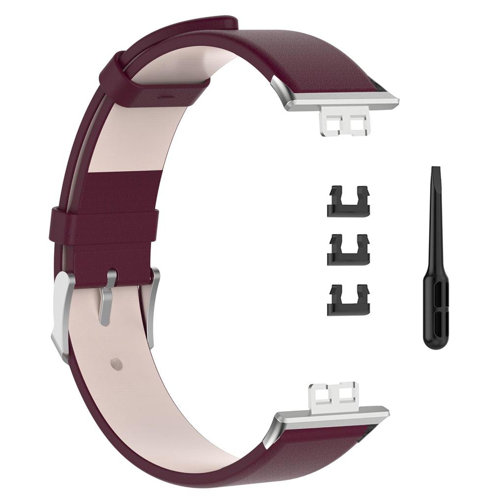 Smart Watch Leather Replacement Strap Wine Red Smart Watch Wristband Strap for FIT Watch