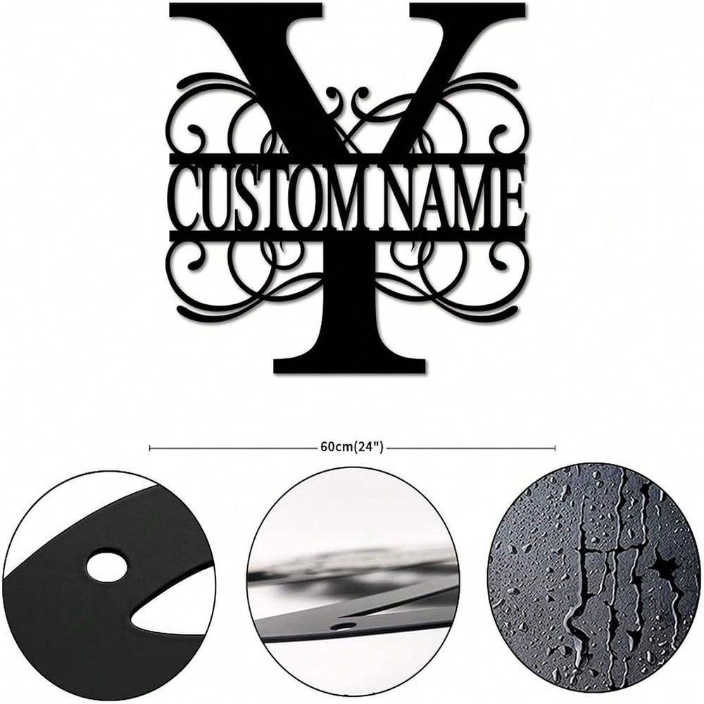 Personalized Metal Wall Art Custom Initials Family Name Light Beam Design Iron Steel Decor Home Porch Garden Gift Birthday