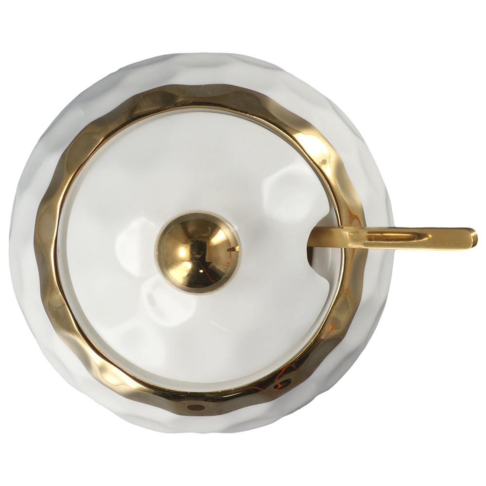 White Seasoning Jar 3.95*3.75 Inch Porcelain Salt Bowl Modern Spice Box with Lid  Kitchen