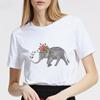Women Tshirt Summer Round Neck Basic Cartoon Elephant Streetwear Trend Style 90S Short Sleeve Lady Clothes Female Tee Tops