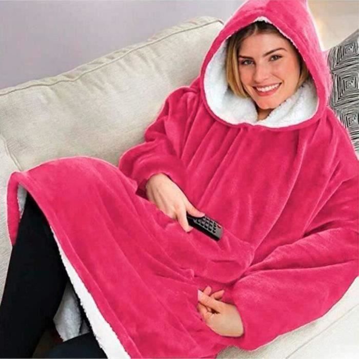 GW26148-TH Wearable Robe couvertures Polaire en peluche à manches TV plaids Super Doux chaud confortable Grande Sweat à capuche ro