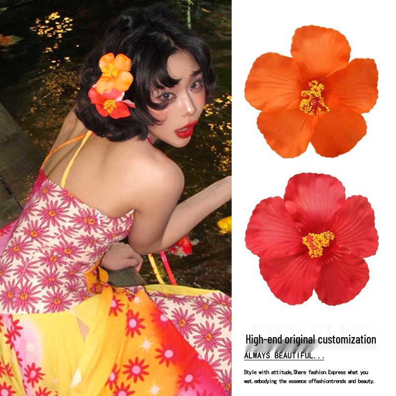 Yellow Frangipani Hibiscus Hair Clip - Tropical Beach Vacation Accessory