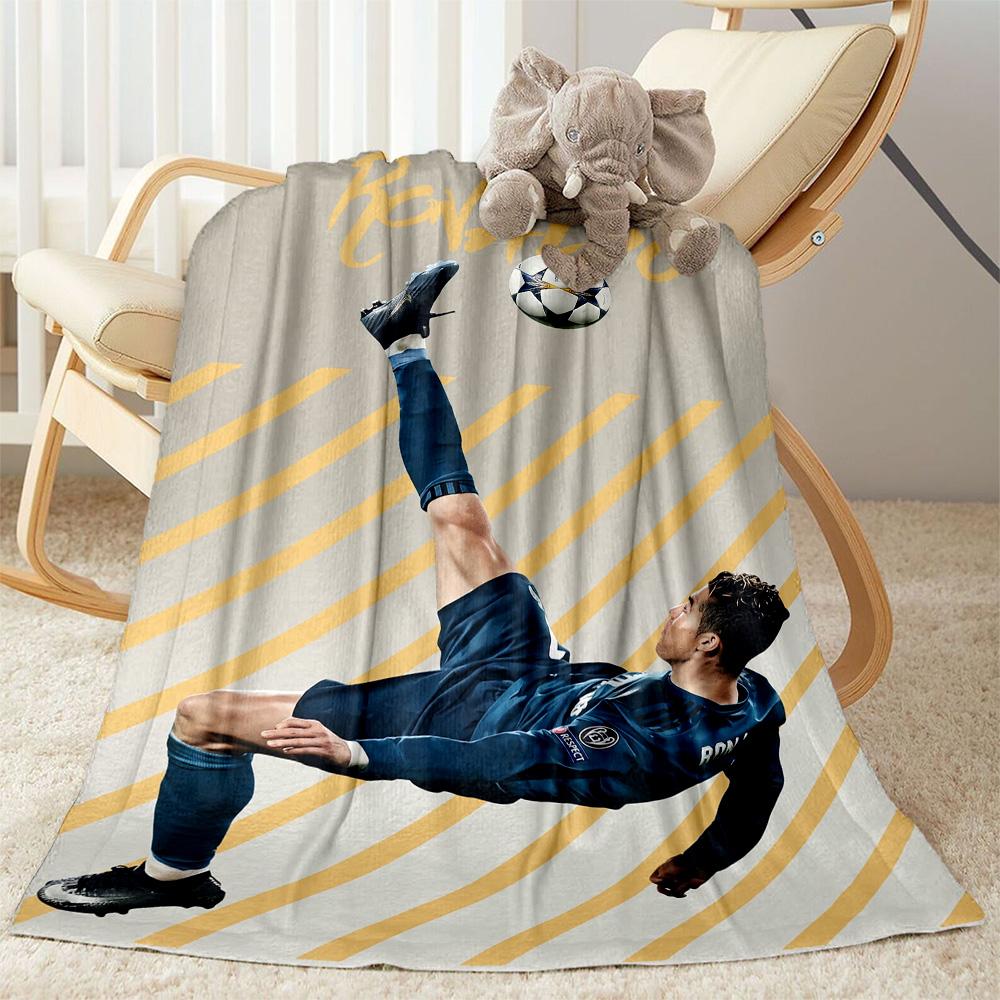 Ronaldo's Skillful Kick Blanket Ultra-Soft Perfect for Livingroom Office Sofa All-Season Use Playful Design Suitable for Gifting Relatives and Friends