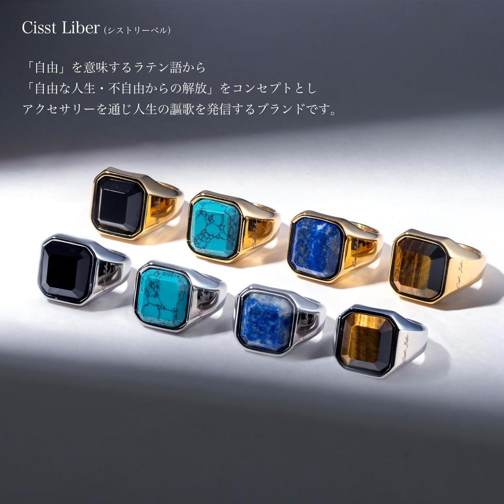 [Cisst Liber] African Jasper Signet Ring for Men and Women, Surgical Stainless Steel with Natural Stone, Gold, Sizes 13-14