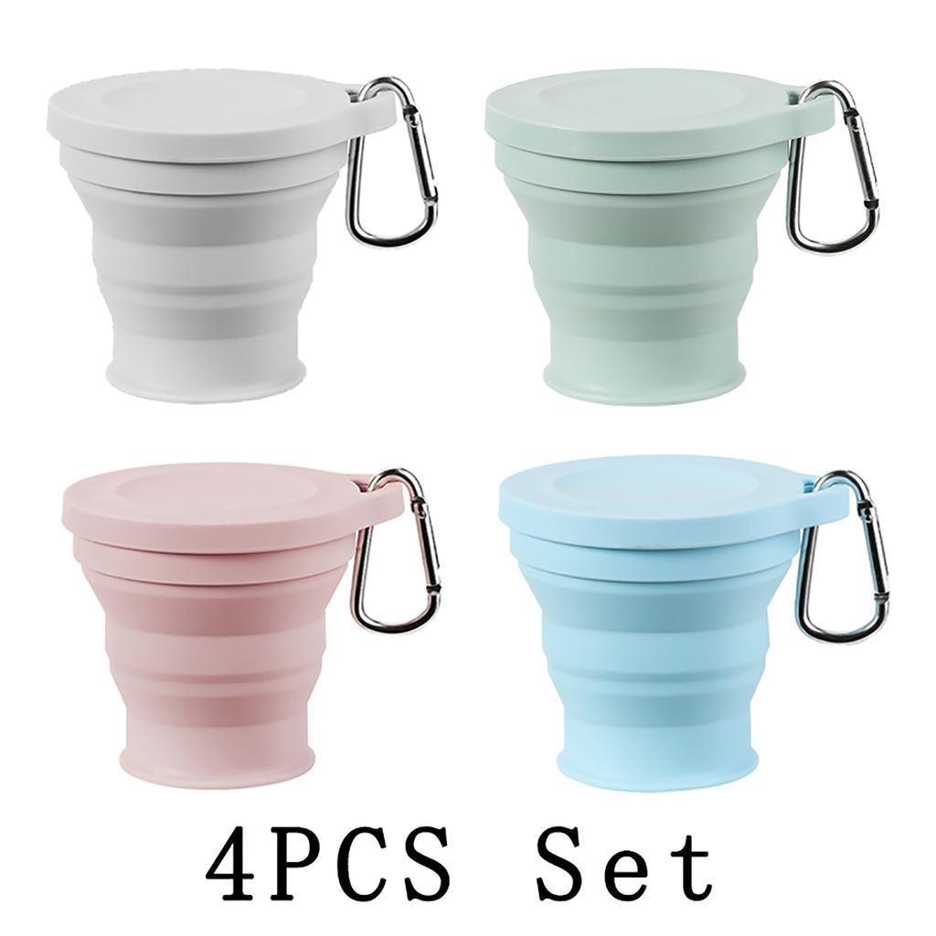 Lightweight to Carry Silicone Folding Cup Mountain Camping Outdoor Use Travel Retractable 180ml Mini Coffee Cup Drinking Cup With Cover Reusable