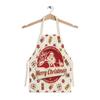Christmas Snowflake Reindeer Gingerbread Man Print Linen Apron Sleeveless Dirty Resistant Cooking Bib 47x38cm 68x55cm