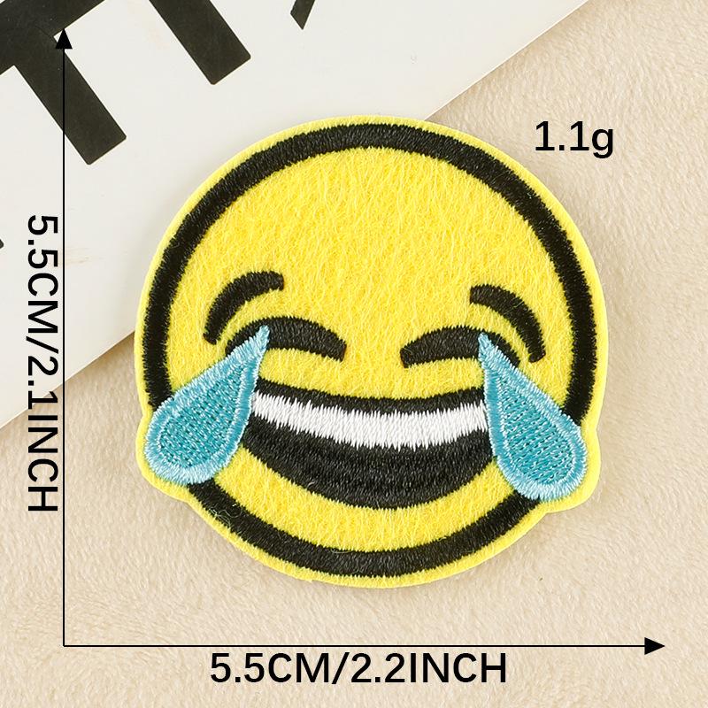 Patch Bordado de Rosto Sorridente de Desenho Animado para Chapéus, Bolsas e Roupas