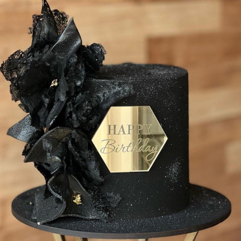 1Pcs Birthday Party Cake Decoration Acrylic Hexagon Cake Toppers Happy Birthday Gift Decor Cupcake Dessert Accessories