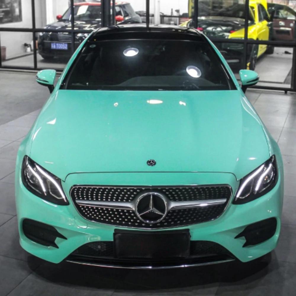 Glossy PET Tiffan y Blue Car Vinyl Car Wrapping Film Decal With Air Release Technology Auto Body Styling Decoration Accessories