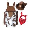 For Baby Boys Western Cowboy Romper Sets with Scarf and Hat Toddler Carnival Fancy Dress Cosplay Party Costume Infant Outfit