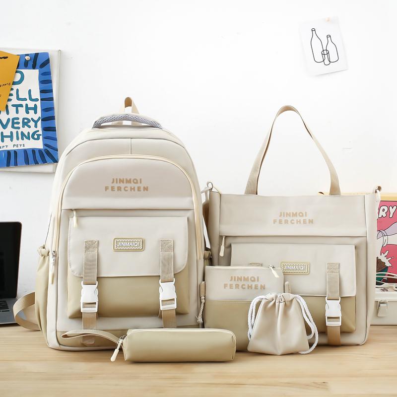 Schulranzen Mehrteiliges Set Kontrastfarbe Unisex High School Schüler Große Kapazität Campus Rucksack