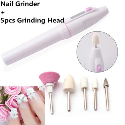 1 Set 5 Bits Professional Electric Nail Drill Kit Set Battery Manicure Pedicure Grinding Burnishing