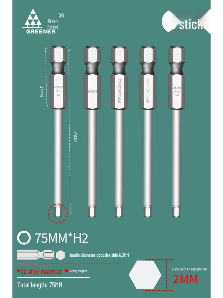 Green Forest Tungsten Steel Hex Wrench & Drill Set with Magnetic Hex Head