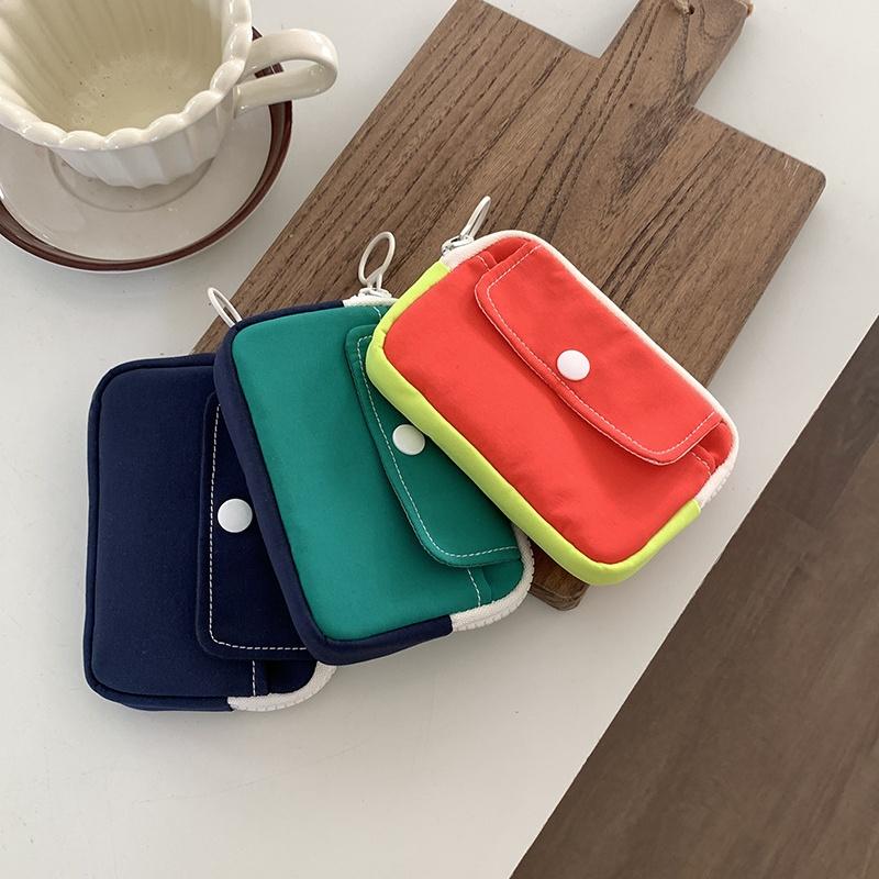 Portable Coin Purse New Solid Mini Cash Wallet Lightweight Canvas Headphone Bag Women Key Pouch Travel Card Holder