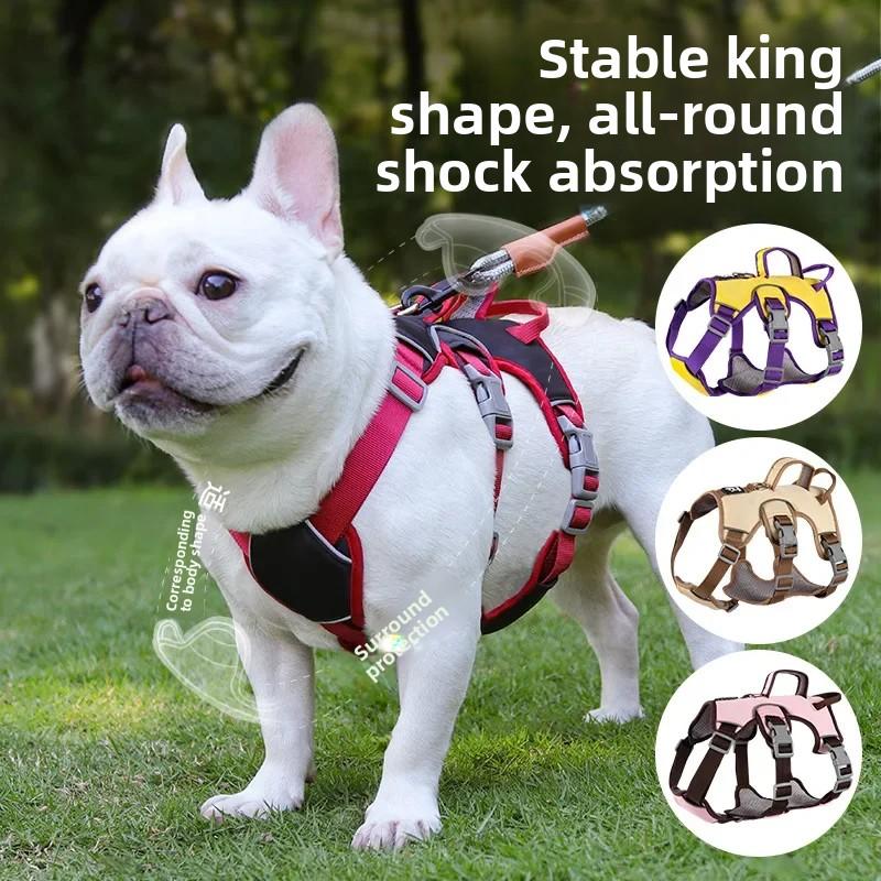 Three Stage Dog Harness Escape Proof Adjustable Pet Vest Harness with Leash Attachment