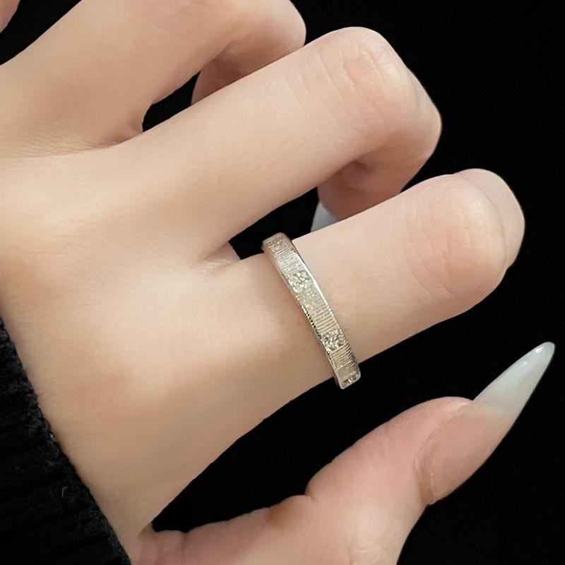 The Same Plain Ring Brushed Zir*****Pen Ring, Women'S Niche High-End Moonstone Ring.