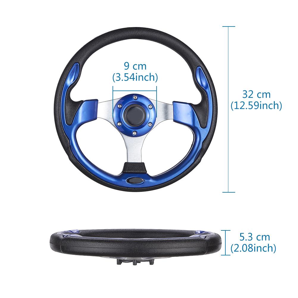 32cm Car Flat Dish Steering Wheel 3 Spokes Universal Sports Race Classic Style