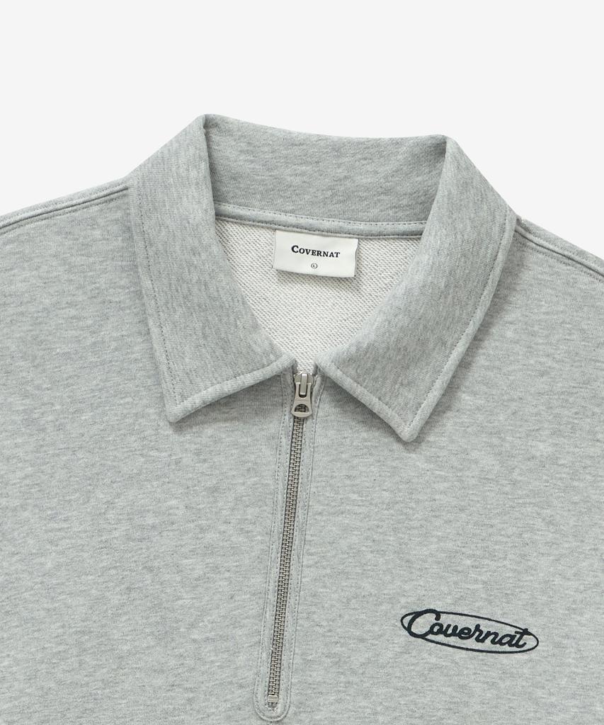 COVERNAT Collared Half-Zip Sweatshirt Melange Gray