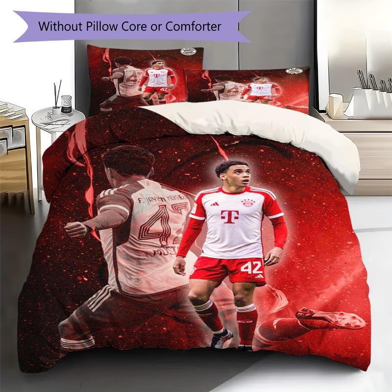 Soccer Player 42 Portrait Print 3 Pieces Duvet Cover Set Football Fan Bedding Set Bedroom Home Decor Without Pillow Core Comforter